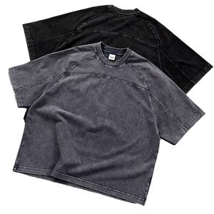 T-shirt en coton 100% de haute qualité, vintage, délavé à l'acide, coupe ample, épaules tombantes, manches courtes, décontracté, 230 grammes - Product Image 1