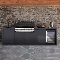 Armoire de cuisine extérieure moderne en aluminium avec caractéristiques durables chariots de gril pour barbecue glissière de tiroir de robinet de dosseret en acrylique