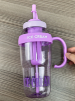 Groothandel IJsjes Print Plastic Waterbeker met Handvat, Rietje en Afneembare Fruitinfuser, Grote Capaciteit Draagbare Drinkbeker