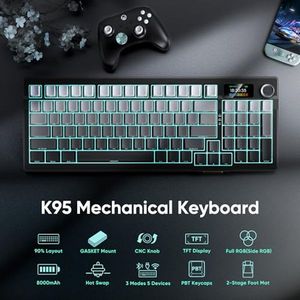 Clavier mécanique sans fil OEM ODM avec écran TFT et bouton rotatif, connexion tri-mode, clavier personnalisé à joint, hotswap, rétroéclairage RGB, pré-assemblé - Product Image 2