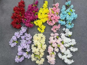 Rosa giallo bordeaux fiori di ciliegio di seta fiori di ciliegio bianco fiore di ciliegio Bouquet Sakura per la decorazione della festa di nozze - Product Image 3