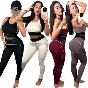 Ensemble de yoga 2 pièces PASUXI, respirant, sans couture, legging taille haute, soutien-gorge de sport, haut à manches longues, tenue de sport pour femme - Product Image 1