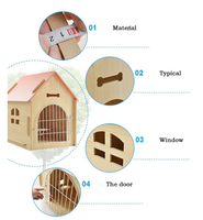 Vente en gros de grands niches pour animaux de compagnie en bois pour l'intérieur et l'extérieur, maison pour chat avec porte en métal