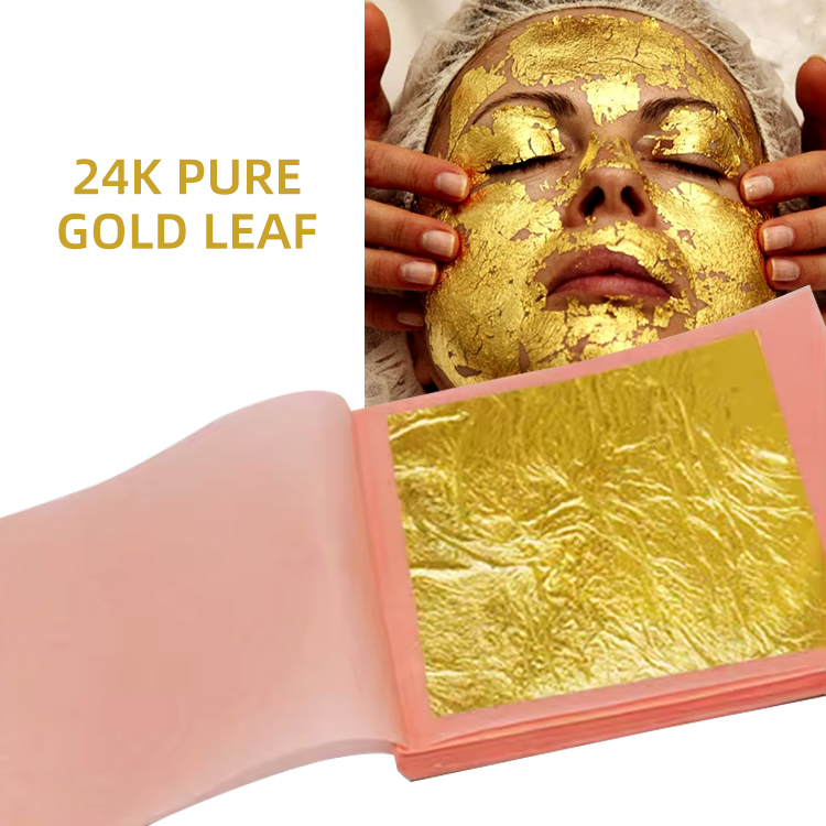 Masker Wajah Daun Foil Mode Emas 8*8Cm 24K Masker Wajah Asli Masker Wajah Kecantikan Kulit Wanita Ukuran Sampel Layanan Satu Atap Masker Wajah