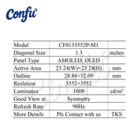 Écran AMOLED 1,3 pouce 3552*3552 haute luminosité, module carré MIPI, imagerie thermique infrarouge, viseur, affichage pour casque AR/VR