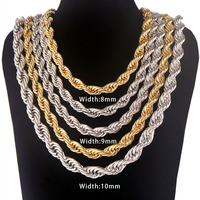 Collier chaîne torsadée épaisse NUOYA Fashion Jewelry 8 mm 10 mm en acier inoxydable plaqué or 18 carats