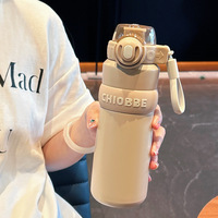 Nouvelle tasse thermos en acier inoxydable grande capacité double paroi sport filles portable paille bouteille d'eau étudiants école boisson tasse