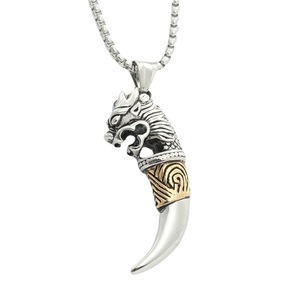 Collier pour homme en acier inoxydable avec pendentif tête de lion Yunnique, design animal rétro, style géométrique, bijoux tendance fabriqués à Dongguan - Product Image 4