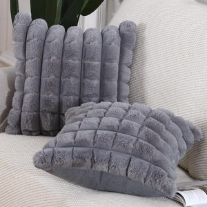 Housse de <span class=keywords><strong>coussin</strong></span> en fausse fourrure pelucheuse, housse de <span class=keywords><strong>coussin</strong></span> décorative douce pour canapé, chambre à coucher, <span class=keywords><strong>blanc</strong></span> crème - Product Image 3