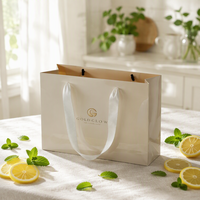 Sac cadeau en papier haut de gamme personnalisé avec poignées en ruban de tissu, en papier couché mat de qualité supérieure