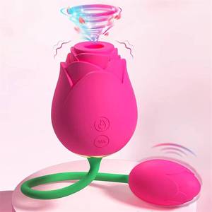 Sexshop Jouets sexuels pour femmes, jouet double face, vibromasseur long <span class=keywords><strong>en</strong></span> forme de rose pour stimulation vaginale - Product Image 1