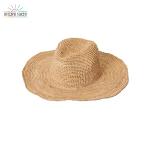 2022 Shine hats Natur gras Raffia Crochet Jazz Faltbarer Crush able Hochwertiger Strohhut