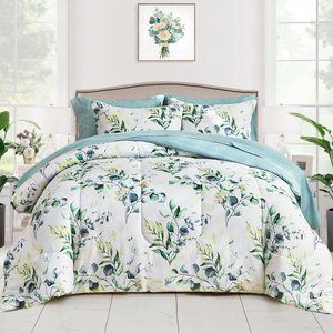 Phòng Ngủ Bộ Tấm Hoa Comforter Tấm Ga Giường Đặt Màu Trắng Giường 7 Miếng Màu Hồng Tối Hoa Nước Rửa Sanding Nữ Hoàng Tấm Thiết Lập - Product Image 3