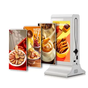 Tabletop Top Selling Portable Dual Media Ad Stand Screens Restaurant Table Digital Player Menu Advertising Display