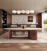 Mesa de Comedor, Estilo Francés Antiguo, Madera Maciza, Personalización Disponible, Forma de Lágrima, Estilo Retro Silencioso para Hoteles
