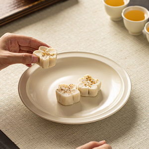 Plateau à thé rétro en céramique, service à thé, support pour théière, assiette simple japonaise pour fruits secs, assiette à collation, assiette d'accessoires pour cérémonie du thé - Product Image 1