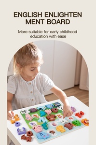 Juguete Educativo de Madera para Niños, Rompecabezas de Letras y Animales para la Educación Temprana, Bloques de Construcción Cognitivos en Inglés - Product Image 4