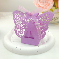 Boîtes à dragées papillon découpées au laser avec revêtement UV, en carton recyclable et pliable, pour mariage, baby shower, anniversaire