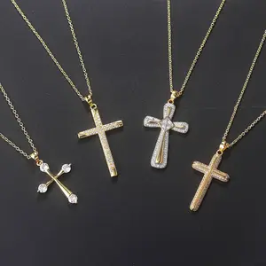 Ästhetische Kreuz Anhänger Halskette Zirkon Halsreif Frauen Kette Kreuz Halskette Schmuck Weihnachts geschenke