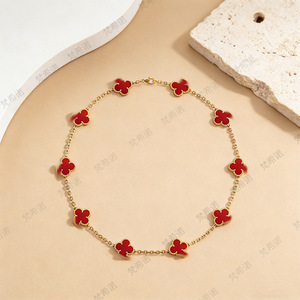 Collier tendance à 10 fleurs, bijoux en acier inoxydable plaqué <span class=keywords><strong>or</strong></span>, chaîne double face, cadeau unisexe, qualité supérieure - Product Image 3