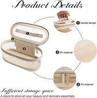 Tas perlengkapan rias wajah bepergian bening casing perawatan kulit krem dengan ritsleting ganda putih Organizer dudukan kulit kosmetik rias kecil