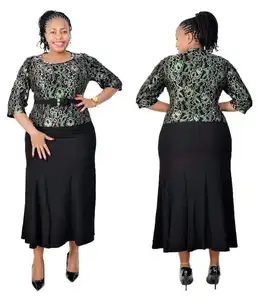 Geenlinm कस्टम स्टॉक मां प्लस आकार अफ्रीका महिलाओं पोशाक मुद्रित डिजाइन शाम पोशाक