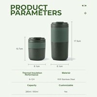 Mug isotherme moderne à couvercle rabattable 280 ml, en acier inoxydable, gobelet de voyage à isolation sous vide, logo personnalisé, cadeaux d'affaires
