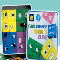 Jouet éducatif défi en bois, jeu de société Rubi Cube à changement de visage, blocs interactifs Parent-enfant, ensemble de Puzzle