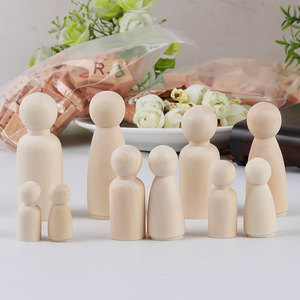 Poupées en bois 35-75mm couleur naturelle pour enfants, ensemble de jouets DIY - Product Image 1