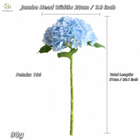 Bunga Hydrangea Latex Sentuhan Asli Berkualitas Tinggi, Tangkai Besar, untuk Dekorasi Meja Pesta, Hotel, Pernikahan, Warna Biru