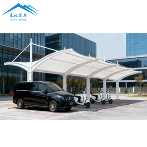 ที่บังแดดรถสองชั้นแบบเดี่ยวที่คลุมโครงสร้างเหล็กที่บังแดดสำหรับจอดรถ - Product Image 3