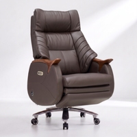 Fauteuil de Direction Inclinable et Pivotant de Luxe Moderne en Cuir Véritable Écologique, Hauteur Réglable Manuellement, pour Bureau à Domicile ou Siège de Direction
