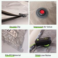 Sacs de rangement sous vide multi-tailles réutilisables, économiseurs d'espace pour armoire, en matériau PA+PE, avec pompe à air électrique, double fermeture éclair, valve hermétique, pour voyage, lot de 15