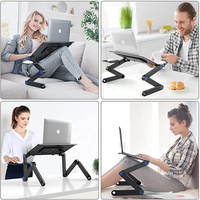 Soporte Plegable Ajustable para Laptop, Soporte de Aluminio de Tres Pliegues para Computadora, Escritorio Móvil para Cama, Sofá, Auto