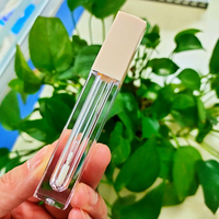 Tubes de brillant à lèvres en PETG personnalisés en gros, flacons de gloss mat transparents roses et noirs pour blush, emballage sous marque privée