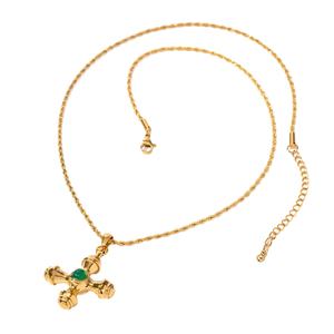 Collar de Cruz Grueso de Acero Inoxidable de Alta Calidad con Baño de Oro PVD de 18K, Joyería de Verano con Turquesa para Mujer - Product Image 3