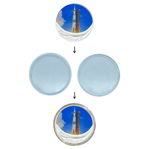 Moneda Conmemorativa del Apolo 11, Diseño del Módulo Lunar y Astronautas que Realizaron la Aterrizada en la Luna, Moneda de Recuerdo Plateada con Foto - Product Image 5