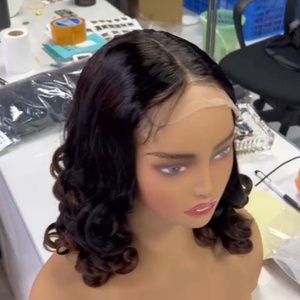 Human <b>Wigs</b> Bouncy Curly <b>Bob</b> Human Hair <b>Wigs</b> 5*5 Lace Frontal <b>Wig</b> 250% Bouncy Curly Lace Front Fast Shipping - Product Image 3
