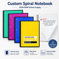 Carnet à spirale personnalisé 1 matière, lignage large, 60 feuilles, logo personnalisé, sans transfert d'encre, fournitures scolaires en gros