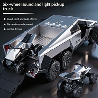 Miniature de camionnette Cyberpunk avec effets lumineux et sonores, design réaliste, portes ouvrantes, musique, lumières, modèle de voiture jouet à l'échelle 1:24