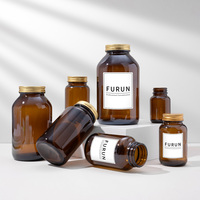 Bouteille en verre ambré vide en gros, à large ouverture, 100ml, 120ml, 150ml, 200ml, 250ml, 300ml, flacon à médicaments avec bouchon