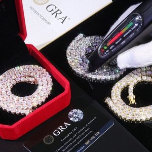 Collares de Plata de Ley 925 con Moissanita VVS de Color D de 2mm-6mm, Cadenas de Tenis de Moissanita Estilo Hip Hop Iced Out al por Mayor - Product Image 3