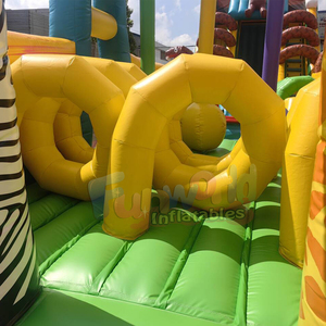 Giant outdoor jungle bouncy castle slide combo parcours d'obstacles gonflable <b>inflatable</b> safari obstacle course - Product Image 6