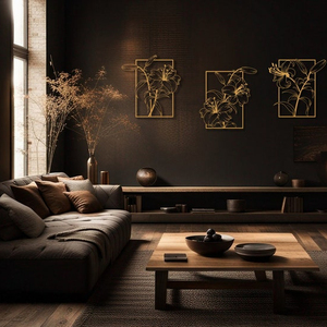 3 Set Or Fleur Grand Métal Art Mural Lilium Décoration <span class=keywords><strong>Murale</strong></span> Métal Art Décoration Maison Salon Décor <span class=keywords><strong>Objet</strong></span> - Product Image 1