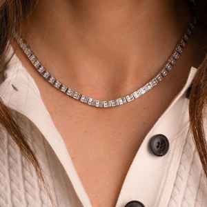 Collar de Tenis de Lujo Chapado en Oro de Plata Esterlina 925 con Doble Capa de Diamantes Moissanita, Regalo de Aniversario Personalizable - Product Image 2