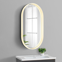 Miroir mural sans cadre moderne ovale à LED pleine longueur avec écran tactile, homologué IP44, pour salle de bain
