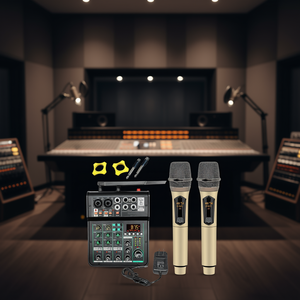 Receptor estéreo MX Audio 4CH 2MIC GLD con Bluetooth, mezclador de audio USB para karaoke, podcast, consola de mezclas para DJ - Product Image 2