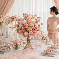 Boule de fleurs artificielles en soie rose, arrangement floral pour mariage, fête, décoration de la maison, centre de table