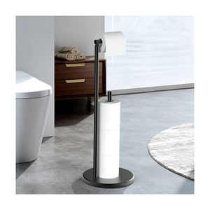 Rollo de papel higiénico de acero inoxidable SUS304, soporte de pie para suelo, <span class=keywords><strong>sin</strong></span> perforación, con estante para teléfono y soporte de almacenamiento gratis - Product Image 1