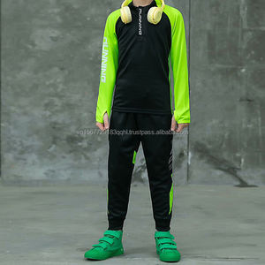 Ensemble de sport décontracté automne-hiver pour enfants, garçons et filles, tenue de classe pour étudiants, fitness, demi-zip, color block, entraînement, tenue d'équipe - Product Image 1